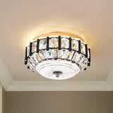 Contemporary Black Crystal Block Led Ceiling Flush Light For Corridors / A
