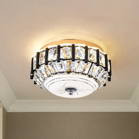 Contemporary Black Crystal Block Led Ceiling Flush Light For Corridors / A
