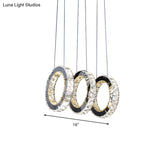 Contemporary Black Crystal Led Pendant: Round Living Room Cluster With Down Lighting