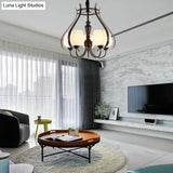 Contemporary Black Finish Chandelier - 5 Bulbs Opal Glass Bowl Shade