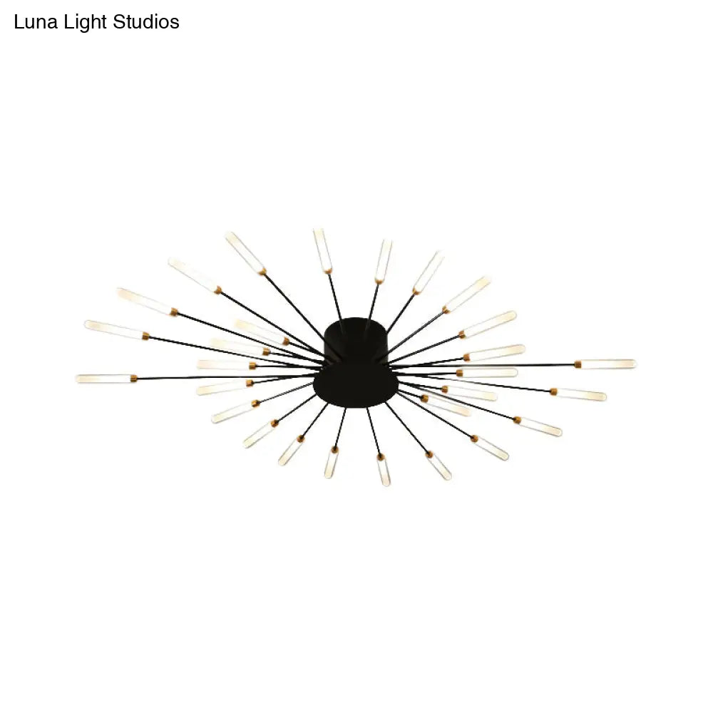 Contemporary Black/Gold Ceiling Light Fixture With Acrylic Led For Bedroom - Semi Flush Mounted