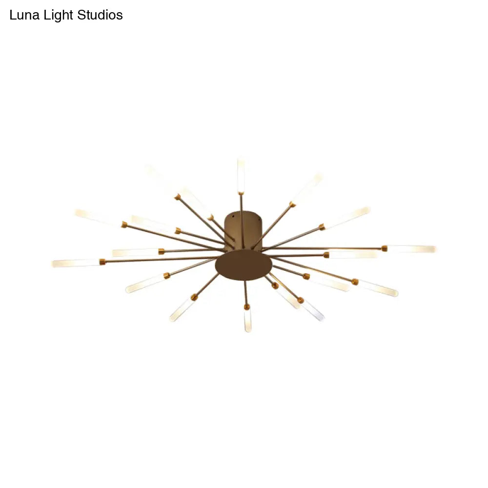 Contemporary Black/Gold Ceiling Light Fixture With Acrylic Led For Bedroom - Semi Flush Mounted