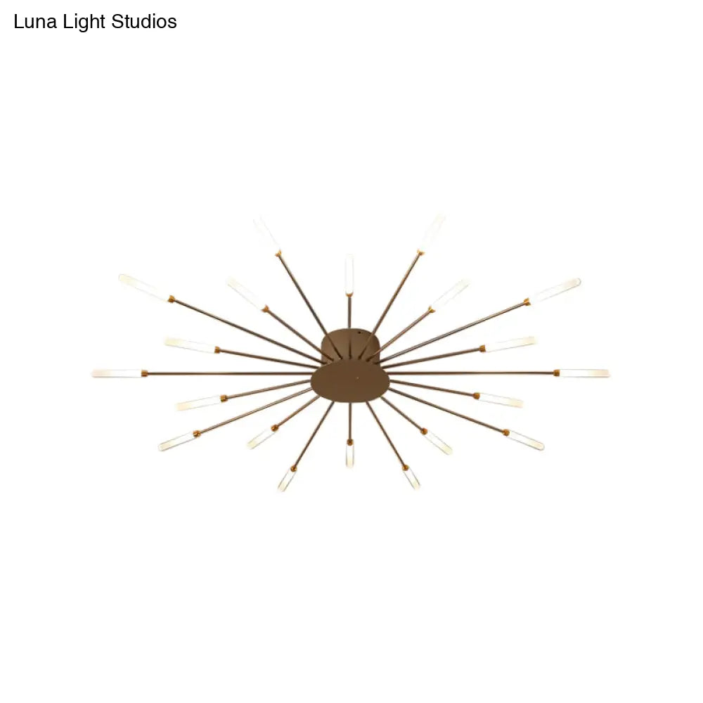Contemporary Black/Gold Ceiling Light Fixture With Acrylic Led For Bedroom - Semi Flush Mounted