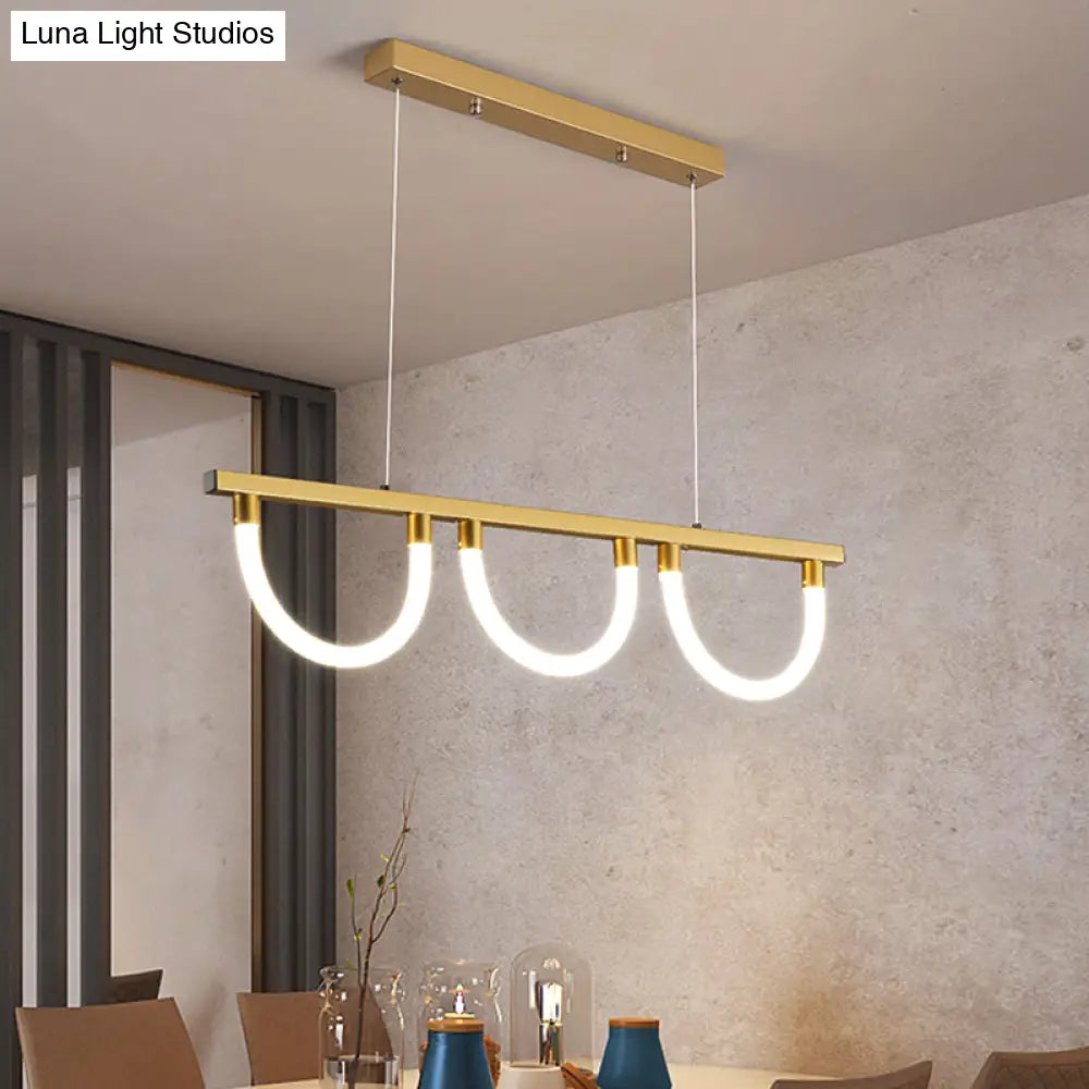 Contemporary Black/Gold Kitchen Island Lamp - Acrylic Semicircle Design (3 Lights) Gold