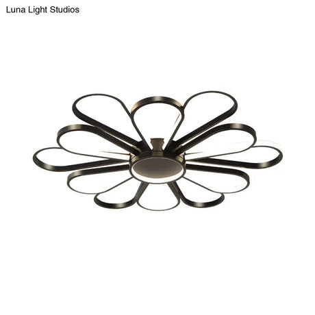 Contemporary Black/Gold Led Ceiling Mounted Iron Floral Flush Mount Light For Living Room
