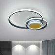 Contemporary Black/Gold Led Metallic Ceiling Flush Mount - Bedroom Lighting 14’/18’ Width Black