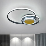 Contemporary Black/Gold Led Metallic Ceiling Flush Mount - Bedroom Lighting 14’/18’ Width Black