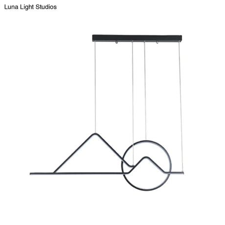 Contemporary Black/Gold Led Pendant Chandelier For Dining Room: Sunset Metallic Island Hanging