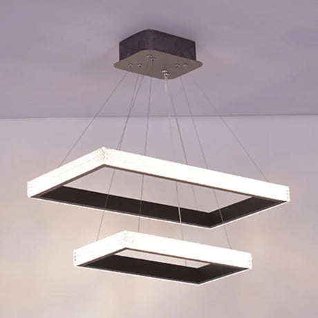 Contemporary Black Led Acrylic Tiered Chandelier Pendant Light 2 /