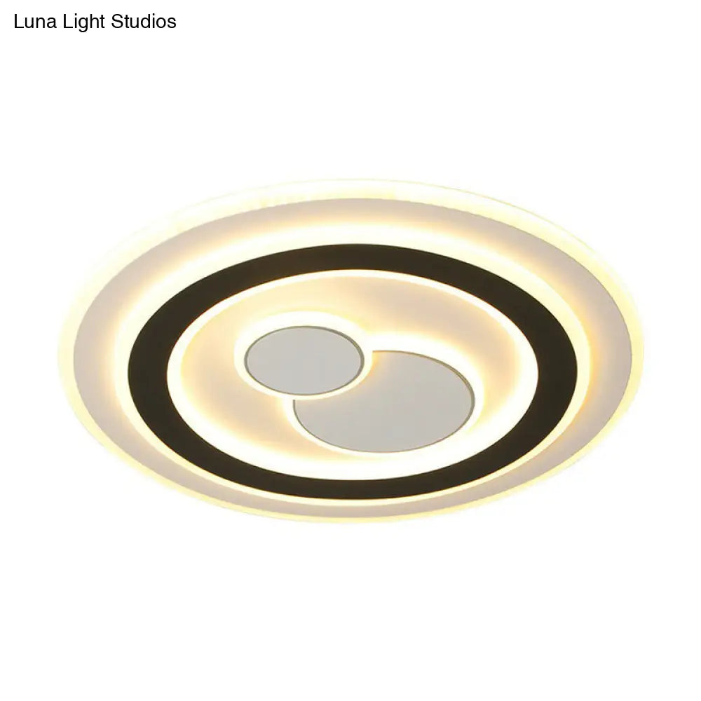 Contemporary Black Led Flush Mount Ceiling Light - Geometric Acrylic Design