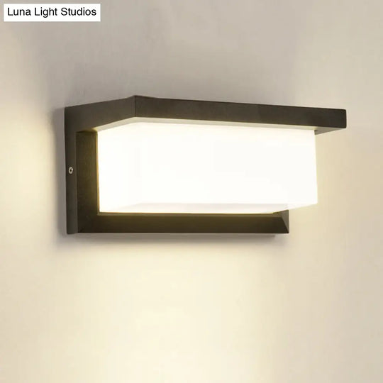 Contemporary Black Led Wall Lamp For Courtyard - Flush Mount Sconce