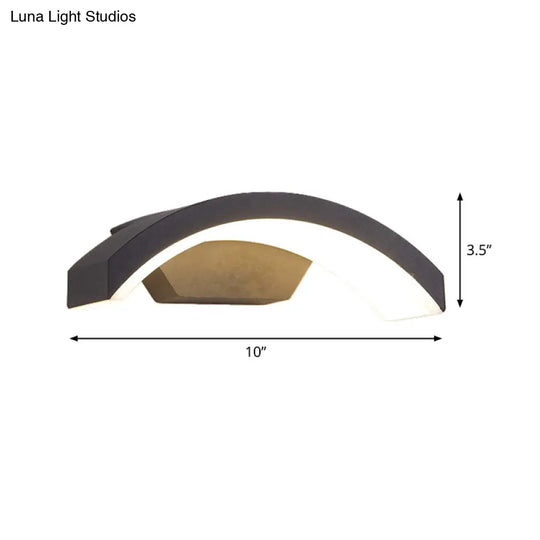 Contemporary Black Led Wall Lamp For Courtyard - Flush Mount Sconce
