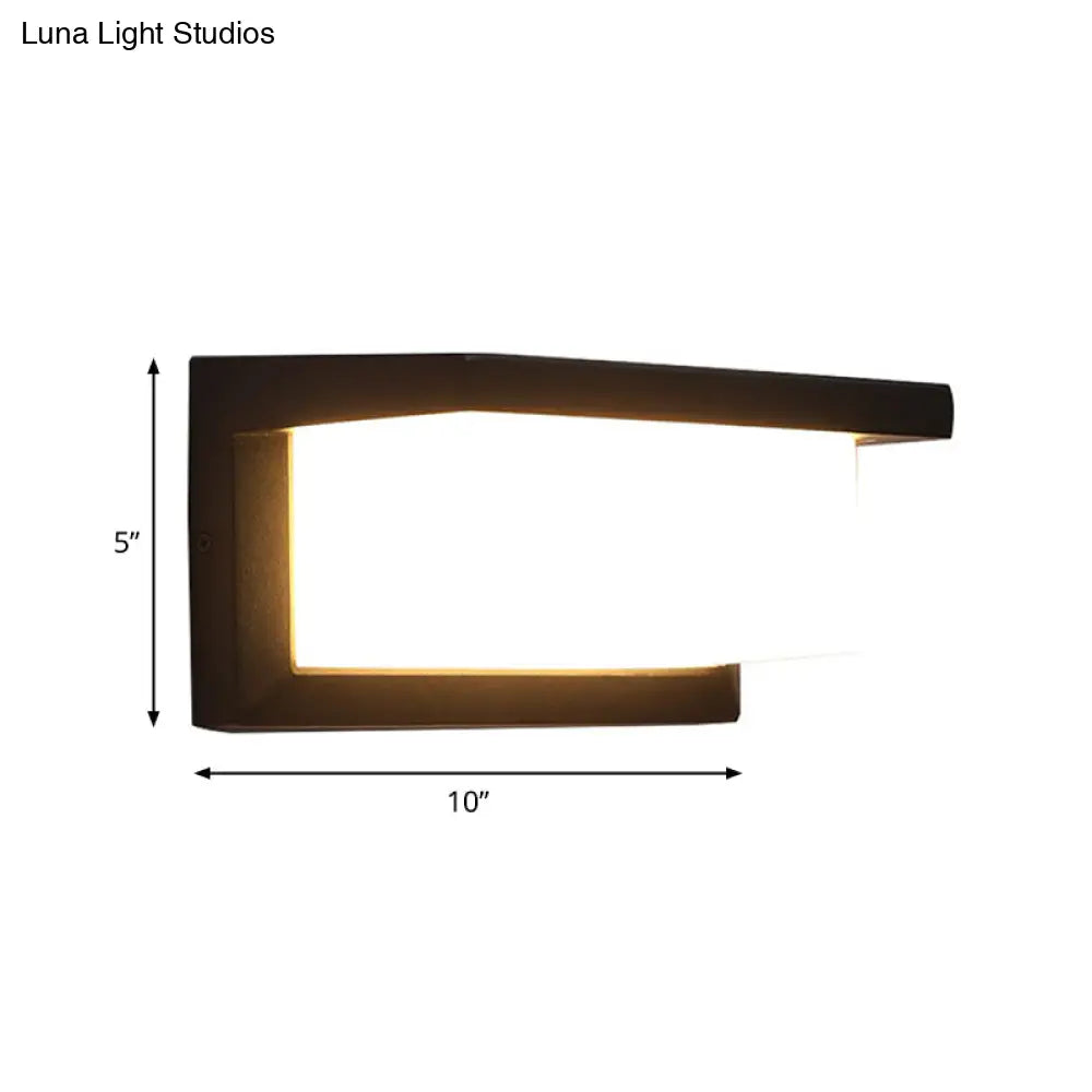 Contemporary Black Led Wall Lamp For Courtyard - Flush Mount Sconce