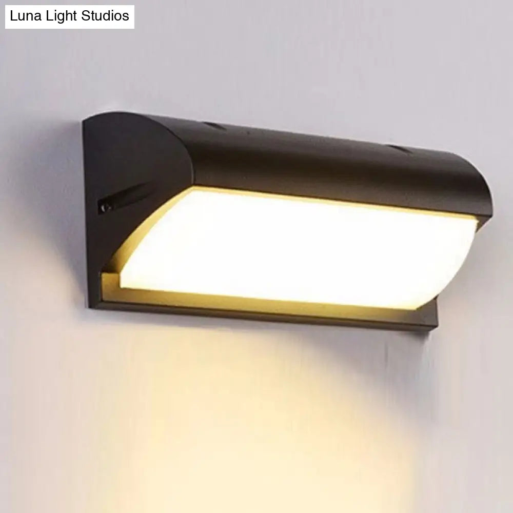 Contemporary Black Led Wall Lamp For Courtyard - Flush Mount Sconce