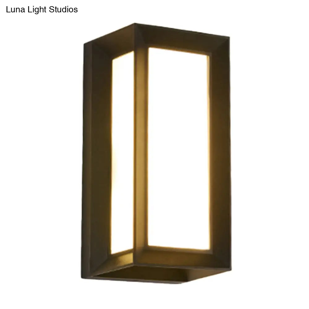 Contemporary Black Led Wall Lamp For Courtyard - Flush Mount Sconce