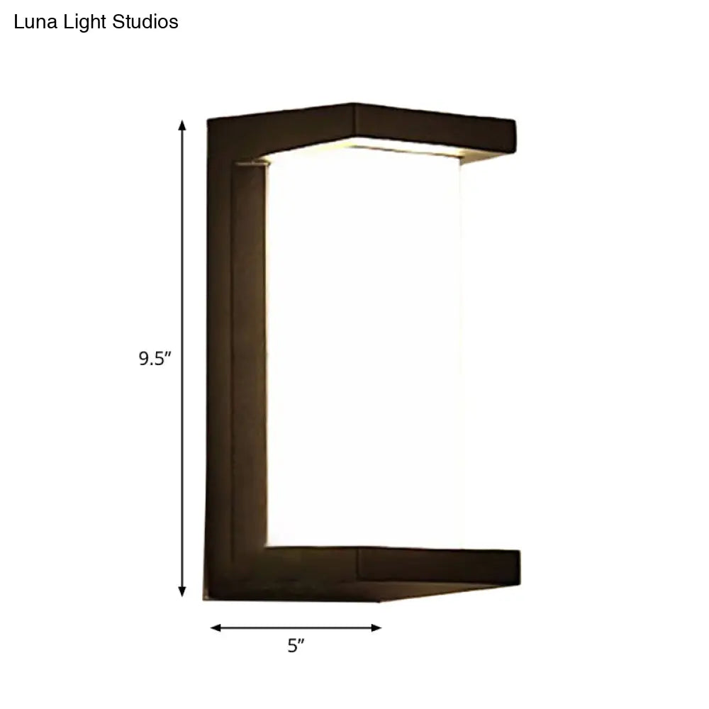 Contemporary Black Led Wall Lamp For Courtyard - Flush Mount Sconce