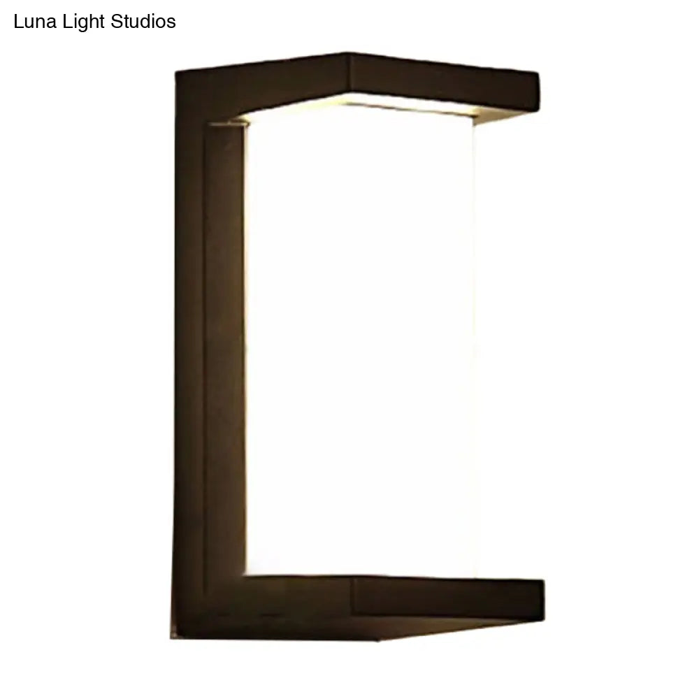 Contemporary Black Led Wall Lamp For Courtyard - Flush Mount Sconce