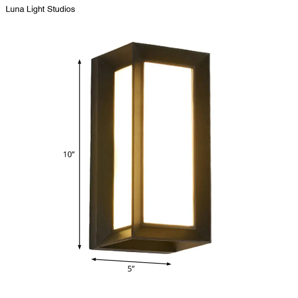 Contemporary Black Led Wall Lamp For Courtyard - Flush Mount Sconce