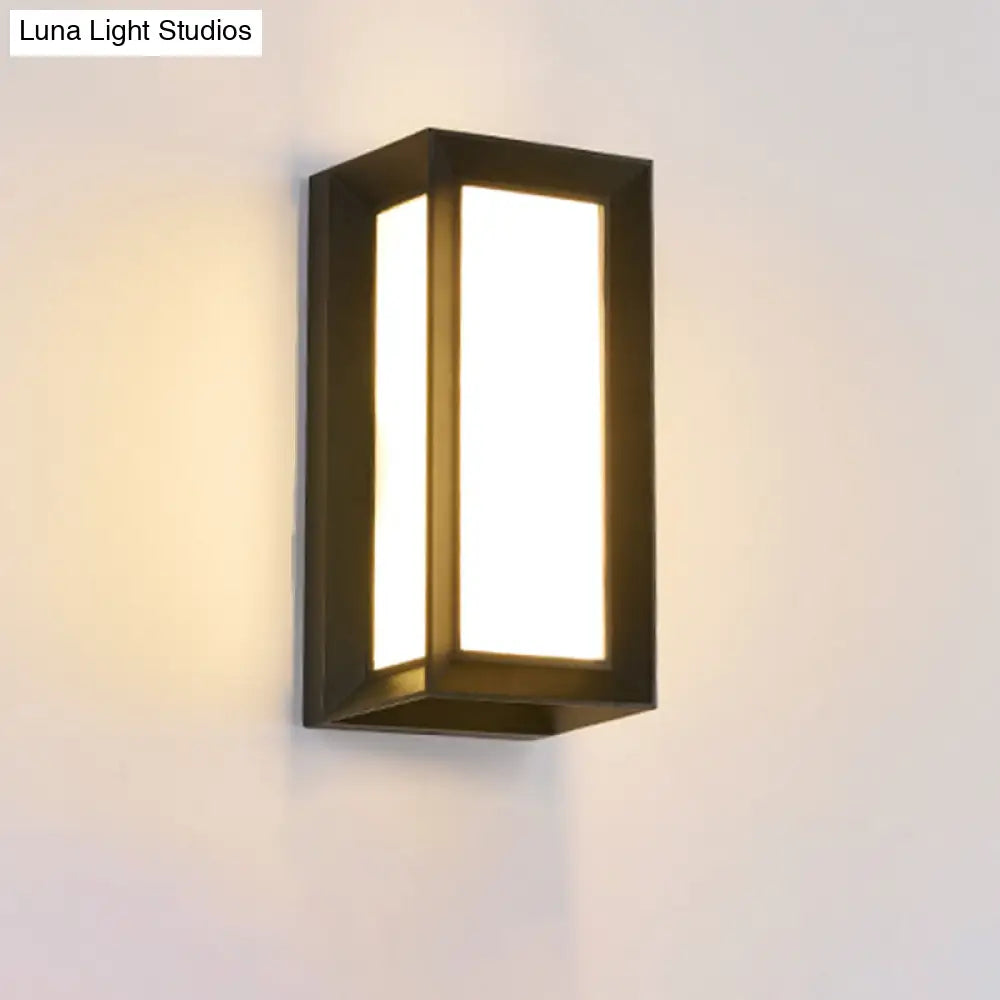 Contemporary Black Led Wall Lamp For Courtyard - Flush Mount Sconce