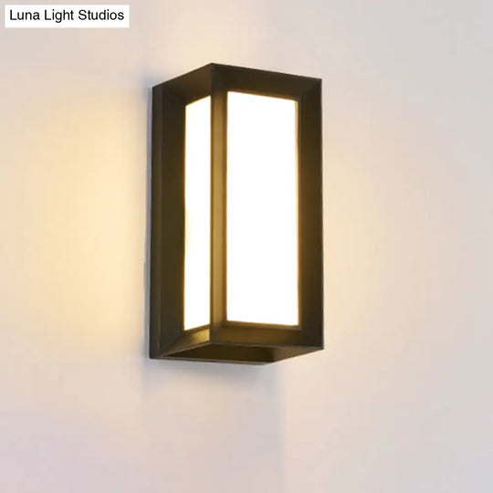 Contemporary Black Led Wall Lamp For Courtyard - Flush Mount Sconce