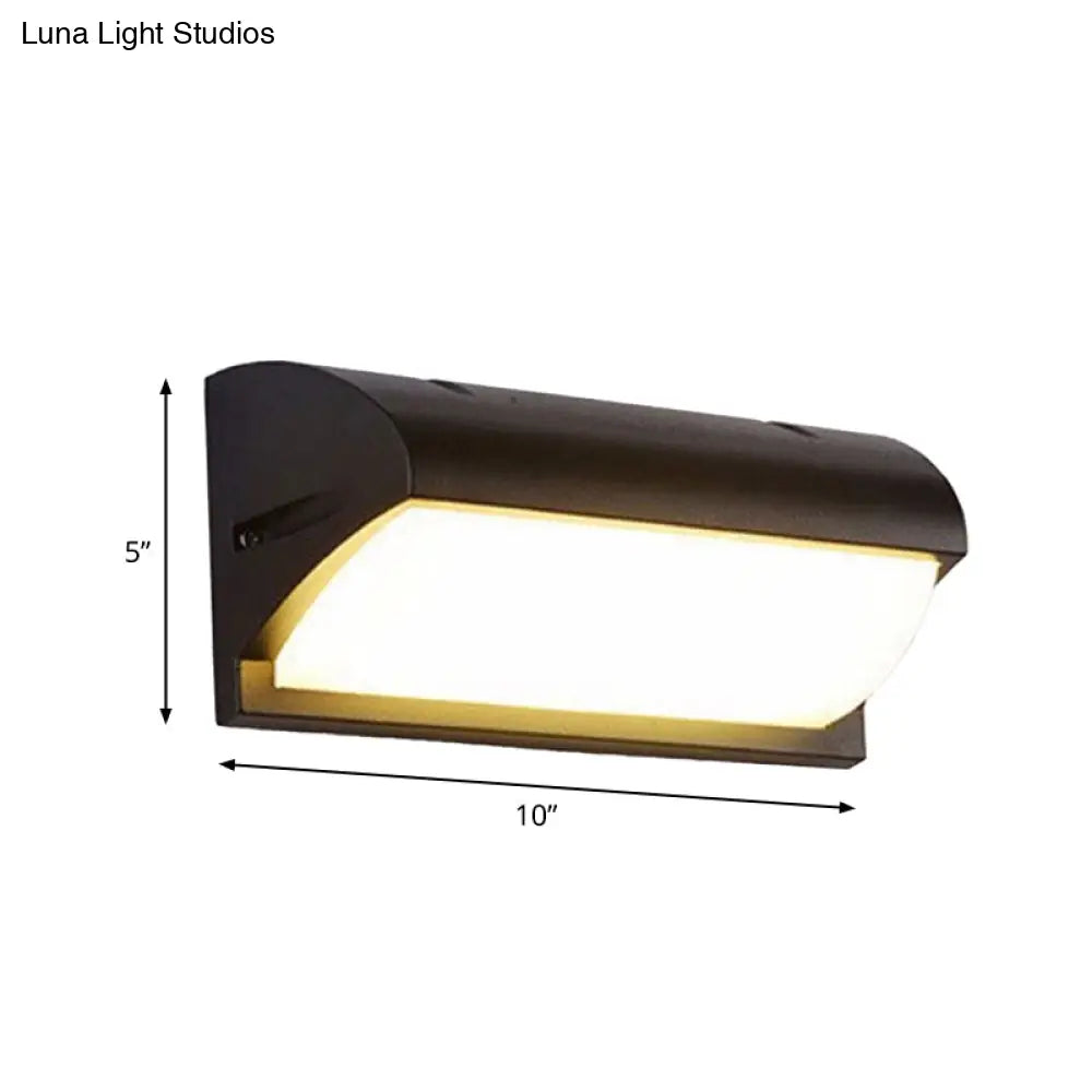 Contemporary Black Led Wall Lamp For Courtyard - Flush Mount Sconce