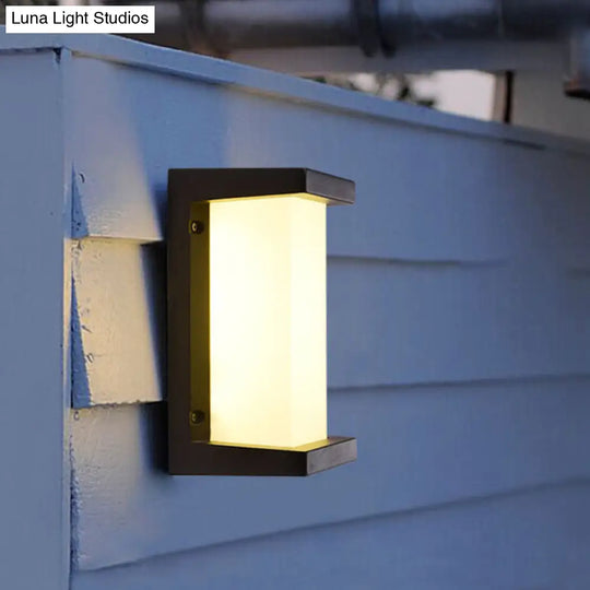 Contemporary Black Led Wall Lamp For Courtyard - Flush Mount Sconce