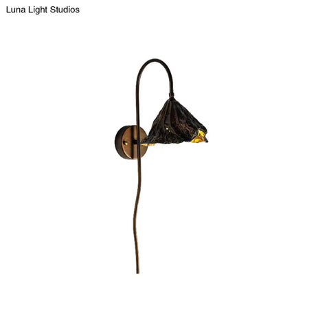Contemporary Black Lotus Seedpod Wall Light Sconce Led Lamp