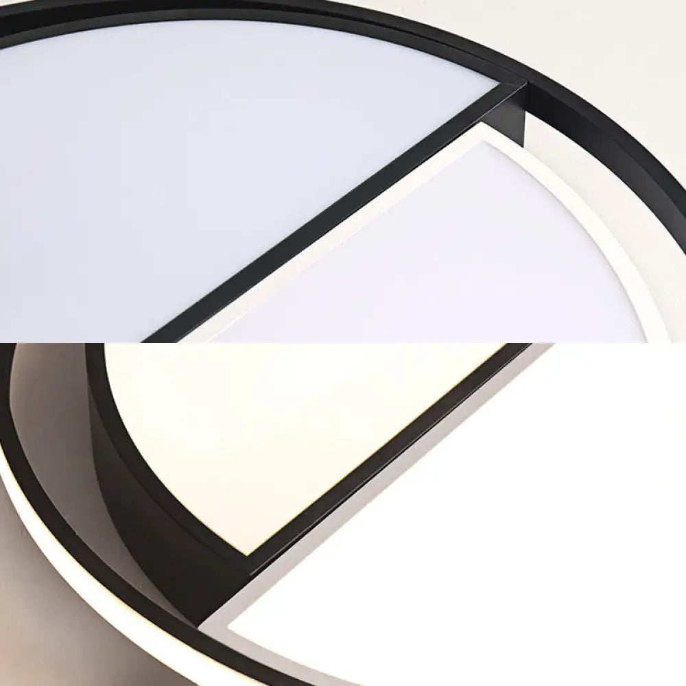 Contemporary Black Metal Flush Mount Lamp With Led Ceiling Fixture For Bedroom 2 Sizes Available