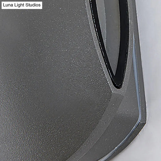 Contemporary Black Outdoor Round Wall Light Sconce - Aluminum Fixture Warm/White