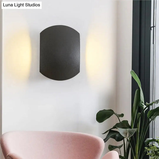 Contemporary Black Outdoor Round Wall Light Sconce - Aluminum Fixture Warm/White
