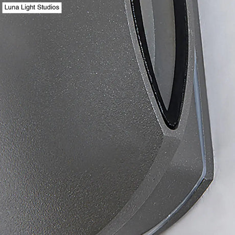 Contemporary Black Outdoor Round Wall Light Sconce - Aluminum Fixture Warm/White