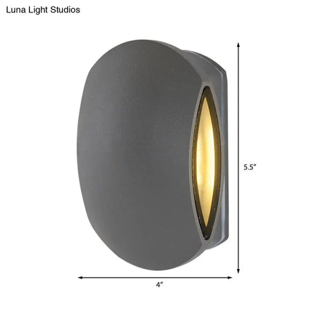 Contemporary Black Outdoor Round Wall Light Sconce - Aluminum Fixture Warm/White