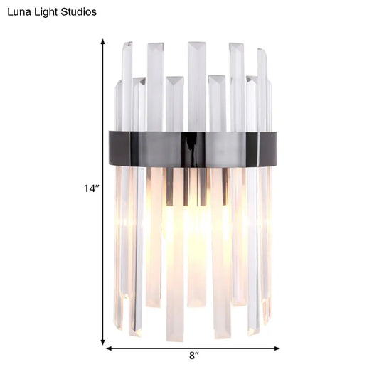 Contemporary Black Wall Sconce With Icicle Crystal For Dining Room Lighting
