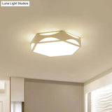 Contemporary Black/White Hexagon Led Flush Light Ceiling Mount