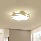 Contemporary Black/White Hexagon Led Flush Light Ceiling Mount White / Without Remote
