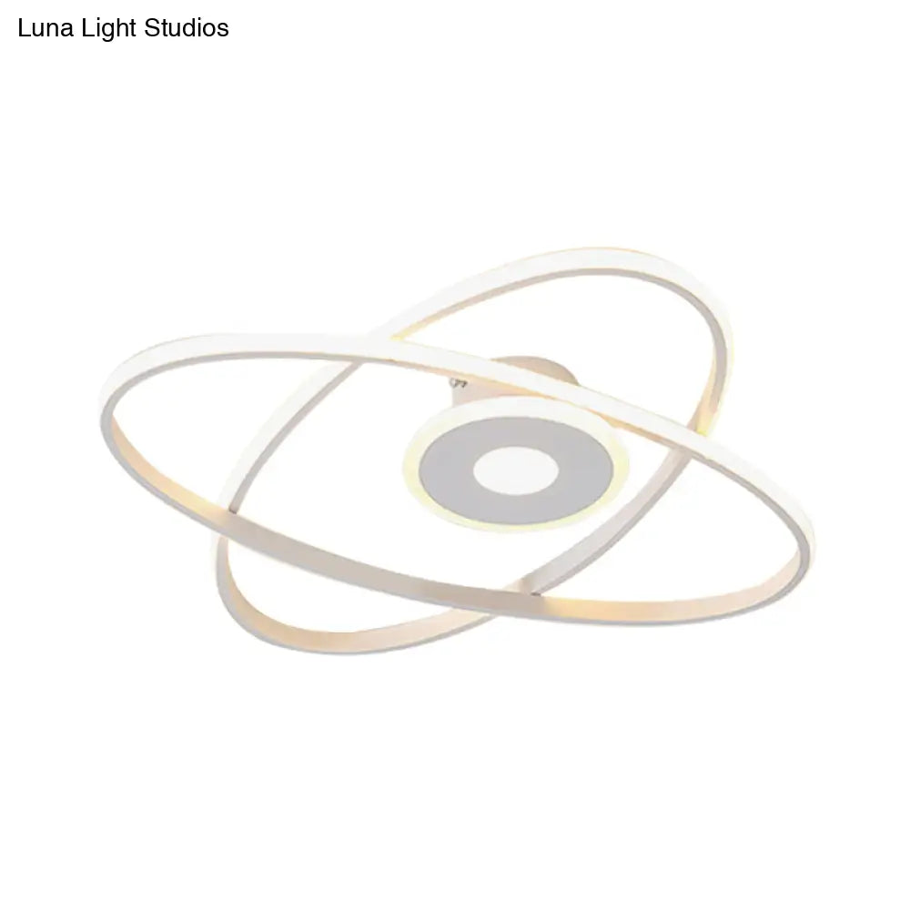 Contemporary Black/White Led Flush Mount Ceiling Light With Oval Frame Acrylic Shade - Warm/White