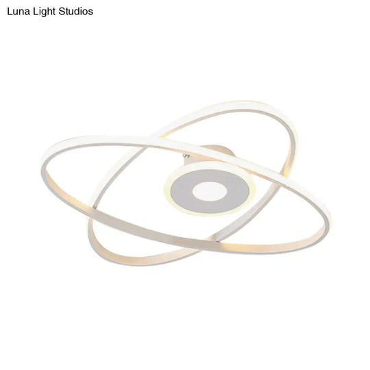 Contemporary Black/White Led Flush Mount Ceiling Light With Oval Frame Acrylic Shade - Warm/White