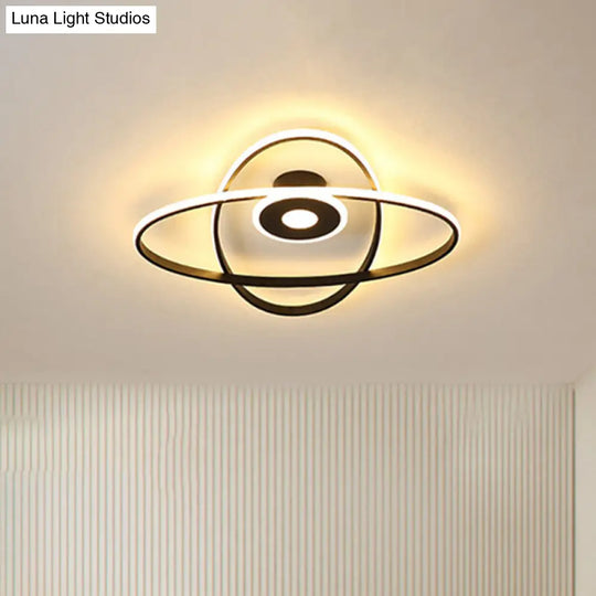 Contemporary Black/White Led Flush Mount Ceiling Light With Oval Frame Acrylic Shade - Warm/White