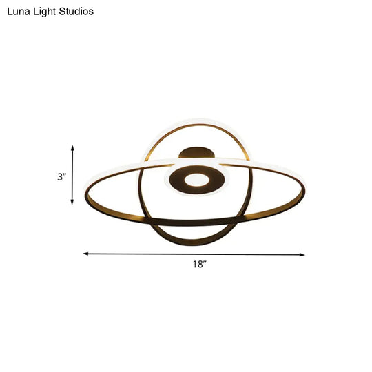 Contemporary Black/White Led Flush Mount Ceiling Light With Oval Frame Acrylic Shade - Warm/White
