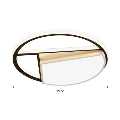 Contemporary Black & White Led Geometric Ceiling Lamp - 16/19.5 Wide