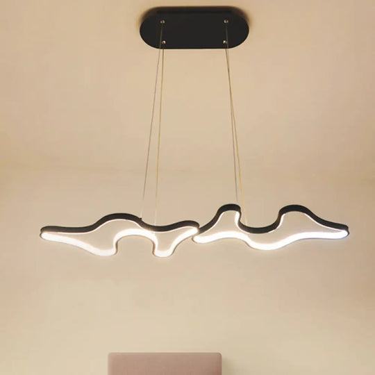 Contemporary Black/White Led Pendant Island Light With Cloud-Like Metal Frame Black