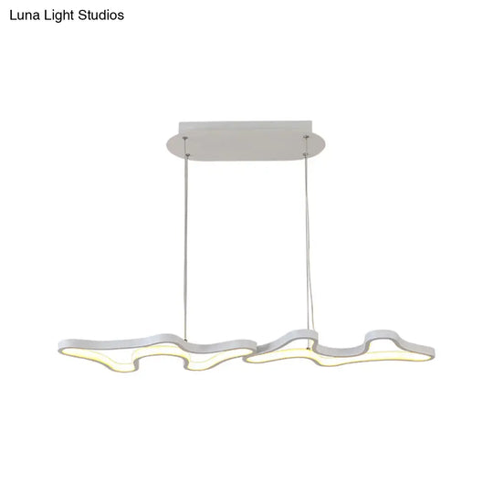 Contemporary Black/White Led Pendant Island Light With Cloud-Like Metal Frame