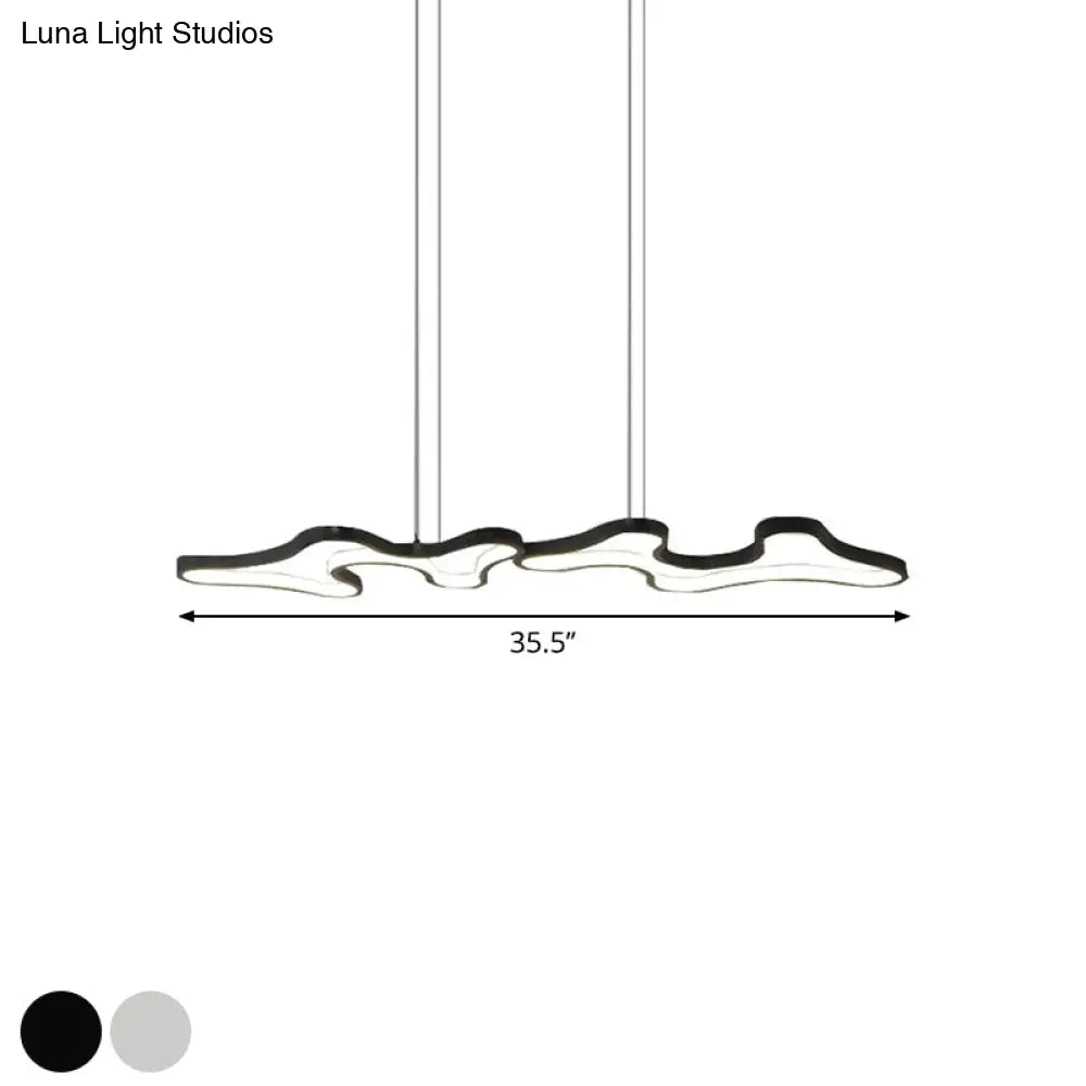 Contemporary Black/White Led Pendant Island Light With Cloud-Like Metal Frame