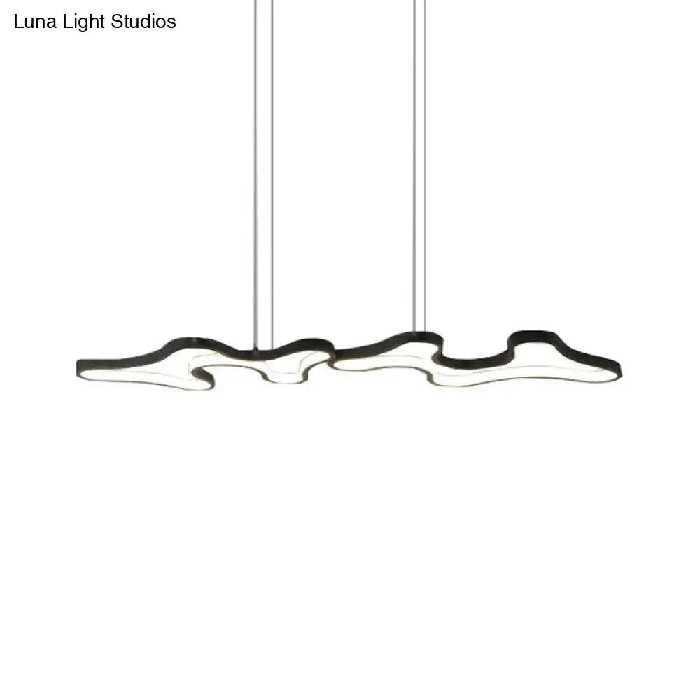 Contemporary Black/White Led Pendant Island Light With Cloud-Like Metal Frame