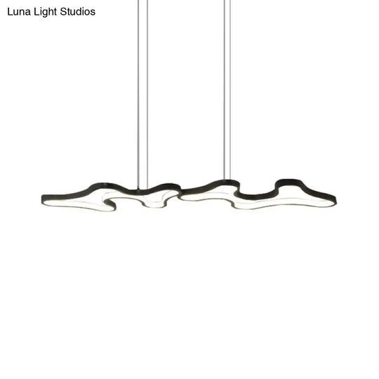 Contemporary Black/White Led Pendant Island Light With Cloud-Like Metal Frame