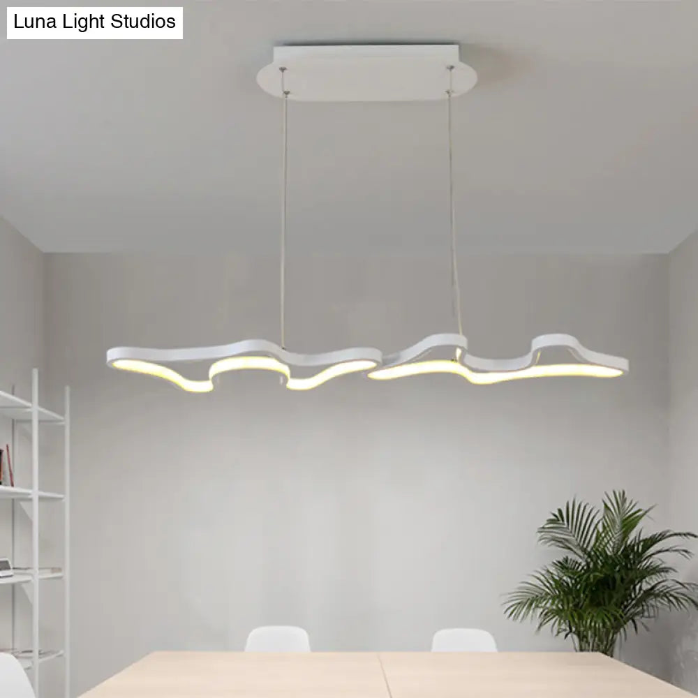 Contemporary Black/White Led Pendant Island Light With Cloud-Like Metal Frame