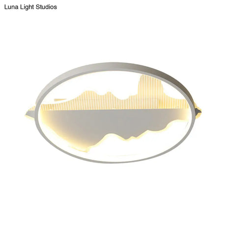 Contemporary Black/White Round Flush Ceiling Led Light In Warm/White - 9.5’/16.5’/20.5’ Width