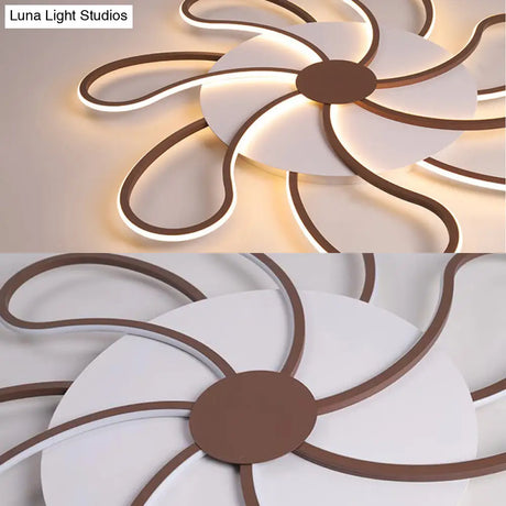 Contemporary Brown Acrylic Flush Light Fixture - Flower Design 5/6/7 Heads Ceiling Mounted