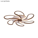 Contemporary Brown Acrylic Flush Light Fixture - Flower Design 5/6/7 Heads Ceiling Mounted