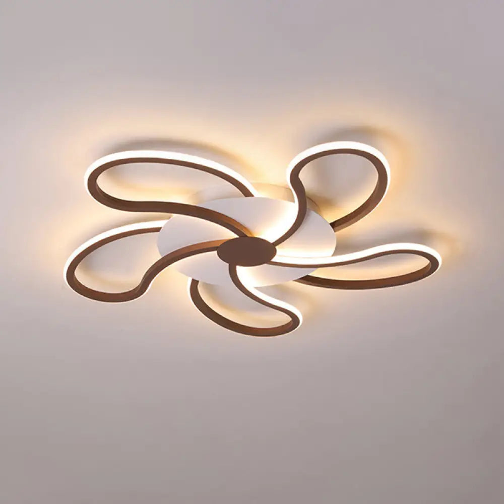 Contemporary Brown Acrylic Flush Light Fixture - Flower Design 5/6/7 Heads Ceiling Mounted